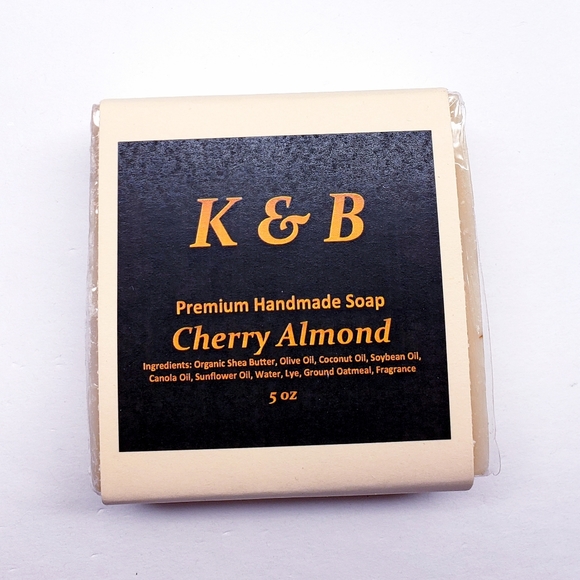 CHERRY ALMOND Premium Handmade Natural Body Scrub Bar Soap, 5 oz (3 pack) - Picture 6 of 6